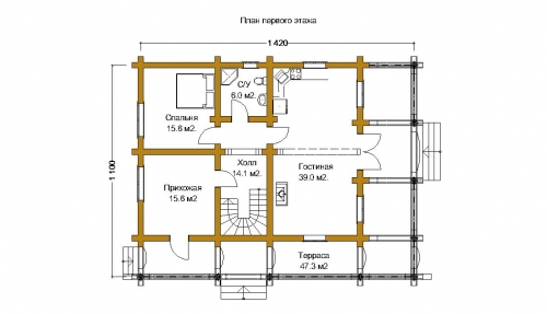 План первого этажа дома из сосны 237,8 м²