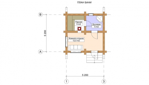 Проект бани из бревна
